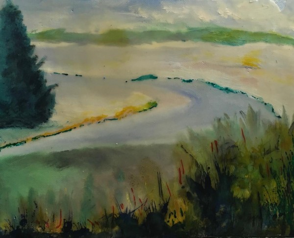 ENCAUSTIC/OIL - SECRETS IN PLAIN SIGHT by Joyce Van Horn $195