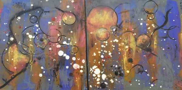 ENCAUSTIC - RISING UNIVERSE - DIPTYCH $400 By Joyce Van Horn